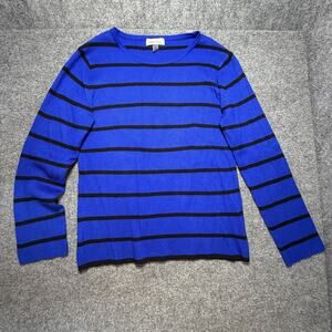Melissa Paige Women’s Pullover Knitted Sweater Blue & Black Striped (Size XL)